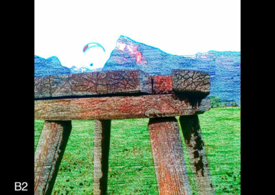 Voile sur tabouret", huile sur toile, Samoëns, 2023